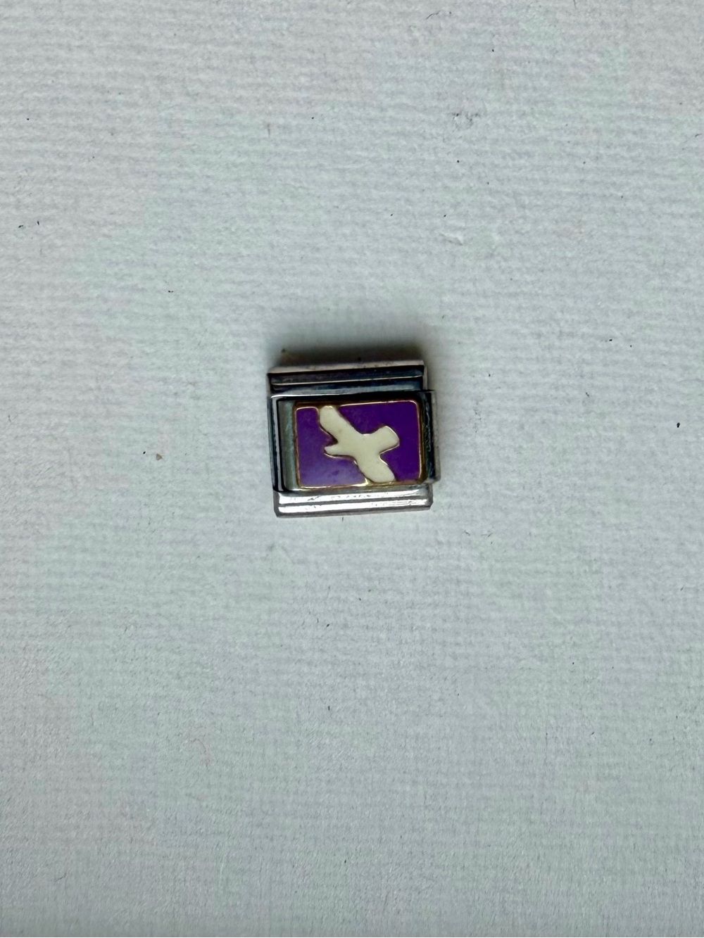 Purple Enamel Dove Italian Charm